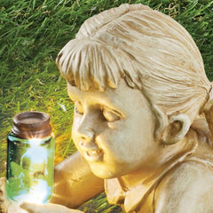 Children with Fireflies Garden Art Automatically Shines With Solar-Powered Lights At Night Illuminate Your Outdoor Living Space