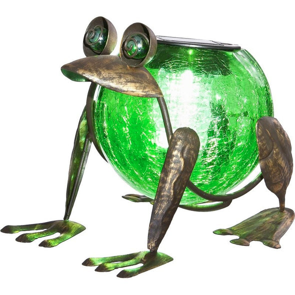 Solar Glass Lantern For Your Patio Or Deck Decor With This Charming Metal Solar Lantern, Showcasing a Frog Design