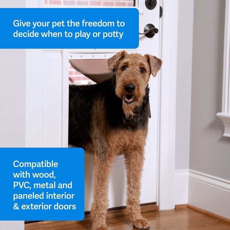 Large Plastic Door Mount Pet Door for Dog and Cat This Durable Plastic Pet Door. Soft, Flexible Transparent Panels