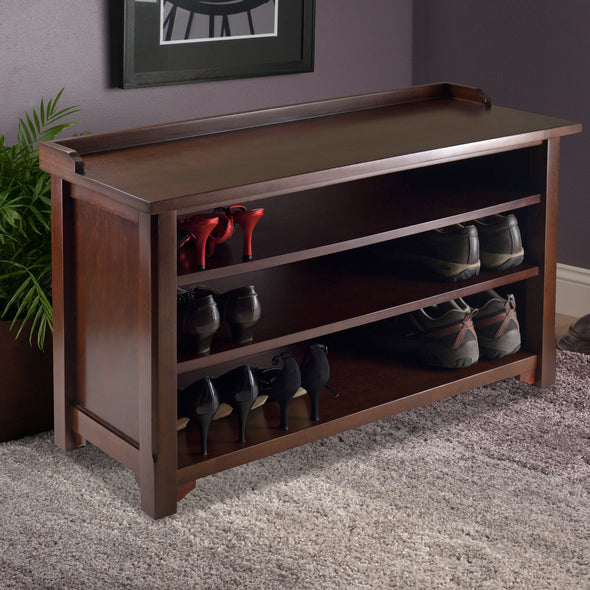 Winsome Wood Dayton Bench, Shoe Storage, Walnut Finish