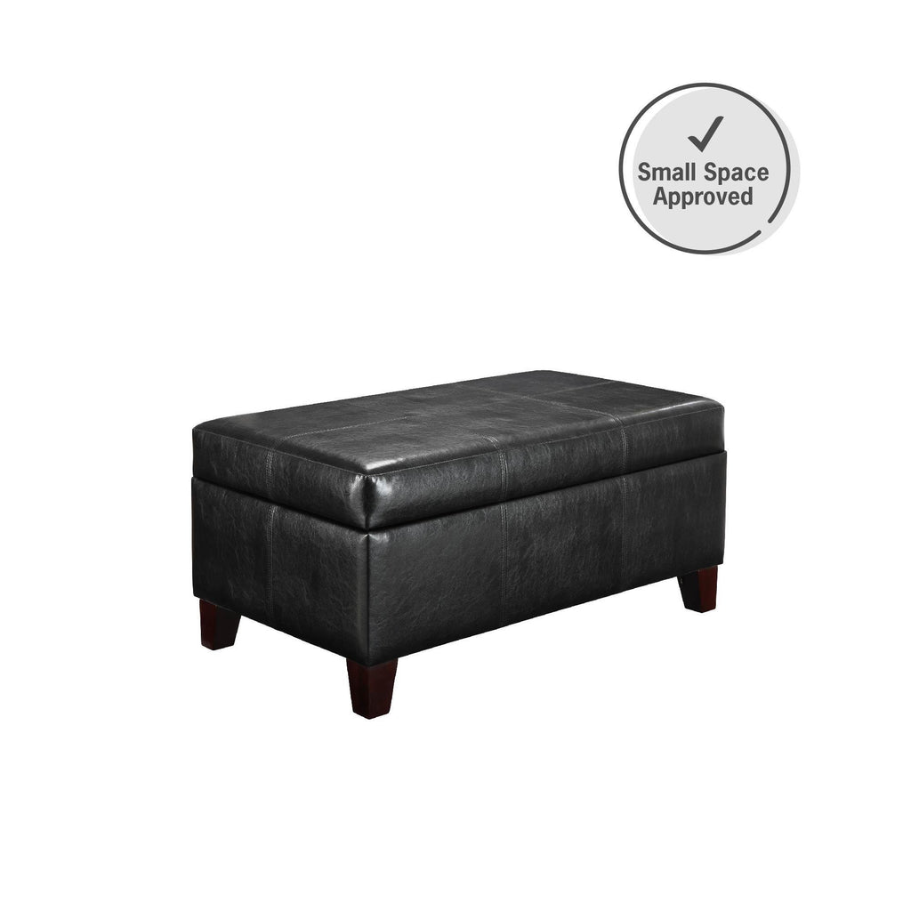 Dorel Living Rectangular Upholstered Storage Ottoman, Black