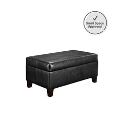 Dorel Living Rectangular Upholstered Storage Ottoman, Black