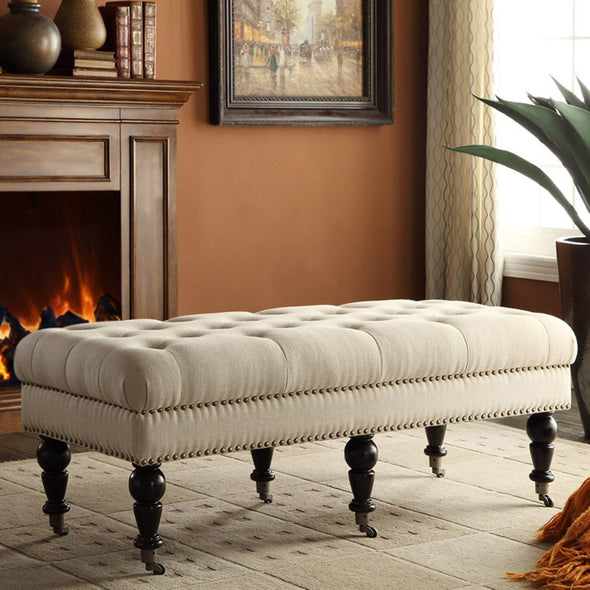 Linon Isabelle Linen Tufted Bench, Multiple Sizes and Colors