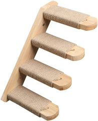 Cat Climbing Shelf Wall Mounted, Four Step Cat Stairway with Jute Scratching for Cats Perch Platform Supplies