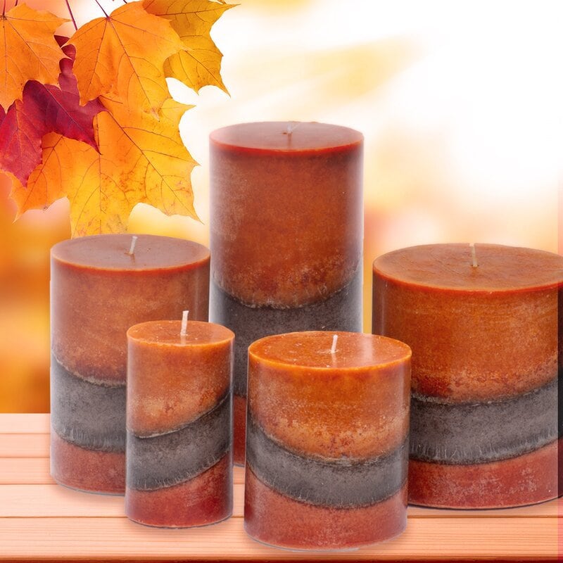 Caramel Apple Scented Pillar Candle Apple Top Notes Blended with a Creamy Sweet Long-Lasting Caramel Base