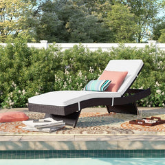 White Long Reclining Single Chaise with Cushions Comfort. With Three Reclining Poses Perfect Position in Which To Soak Up The Sun