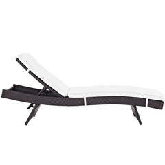 White Long Reclining Single Chaise with Cushions Comfort. With Three Reclining Poses Perfect Position in Which To Soak Up The Sun