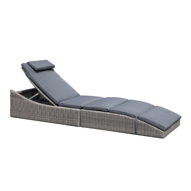 Long Reclining Single Chaise with Cushions Perfect for Whiling Away Sunny Days with a Glass of Cocktail or a Good Book