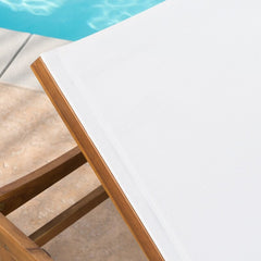 Long Reclining Acacia Single Chaise Perfect For Soaking Up The Sun in An Understated Contemporary Style Relaxing Outdoors