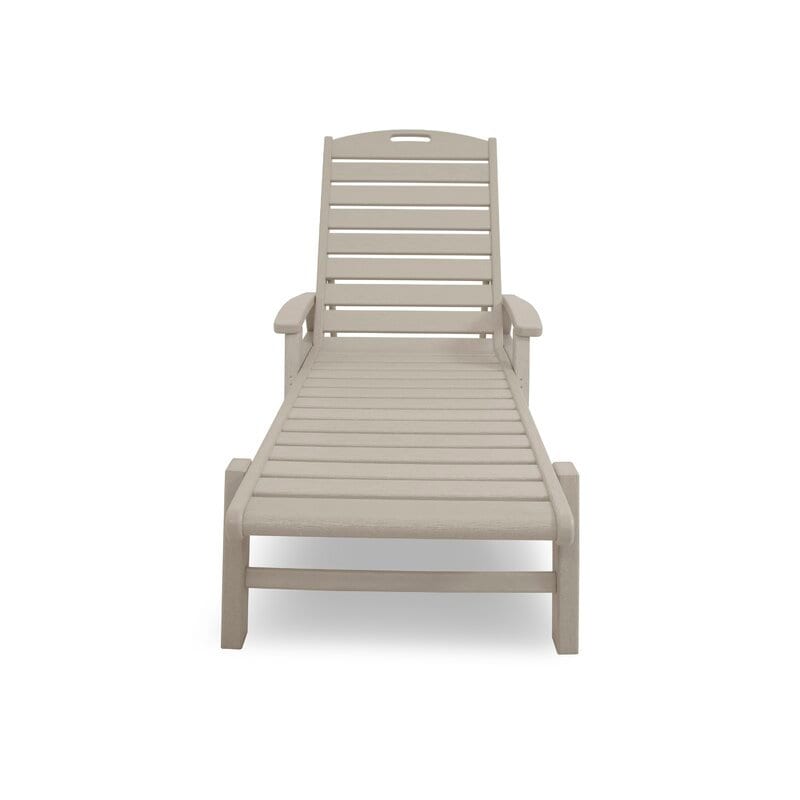 Long Reclining Single Chaise all-weather Trex Outdoor Furniture Yacht Club Stackable Chaise With Arms Provides a Relaxing