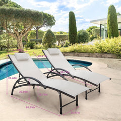 Folding Outdoor Chaise & Lounge Chairs Outdoor Indoor Adjustable Patio Pool Chaise Lounge Weather-Resistant