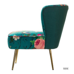 Tufted Side Chair Soft Filling. Its Classic Design Along with Its Elegant Pattern and Gold Finish Metal Legs
