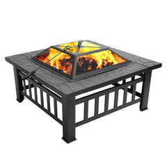 Ktaxon Homes and Gardens 32" Outdoor Metal Firepit Backyard Patio Garden Square Stove Fire Pit