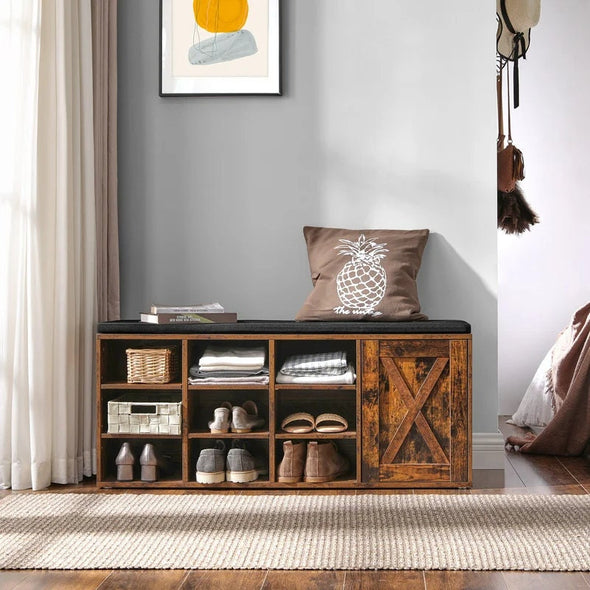 9 Pair Stackable Shoe Storage Bench  different sizes, heights, colors, and materials, it's hard to arrange them harmoniously