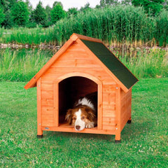 Griselda Log Cabin Dog House This Log Cabin Dog House is designed to let your dogs snuggle in after a good day of playing in the sun.