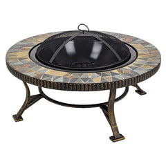 Joliet Steel Wood Burning Fire Pit burning fire pit is styled with industrial rivets that will enhance any backyard patio