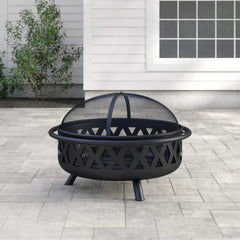 Derbyshire 24" H x 36" W Steel Wood Burning Outdoor Fire Pit