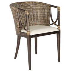 Bungalo 22.25'' Wide Cotton Barrel Chair Barrel Chair with White Cotton Cushion is a Pure Sculpture. Its Exquisite Rattan Back