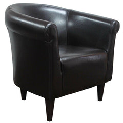 Barrel Chair Curved Back, Rolled Arms, and Plastic Tound Tapered Legs Foam Cushioning Provides Comfort and Support