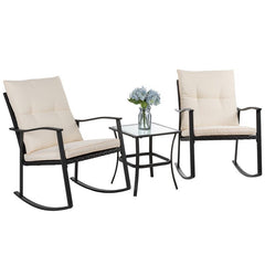 Outdoor  Rocking Wicker Rattan Chair with Cushions Adds More Elegance To Your Outdoor Patio, Deck, Backyard Porch, or Pool