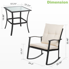 Outdoor  Rocking Wicker Rattan Chair with Cushions Adds More Elegance To Your Outdoor Patio, Deck, Backyard Porch, or Pool