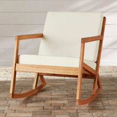 Outdoor Rocking Solid Wood Chair with Cushions Weather-Resistant Finish Makes it Perfect for Your Indoor or Outdoor Arrangement