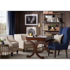 Wingback Chair Adds Stately Style To Any Living Room or Den Four Tapered Legs and Features Neutral-Hued Polyester