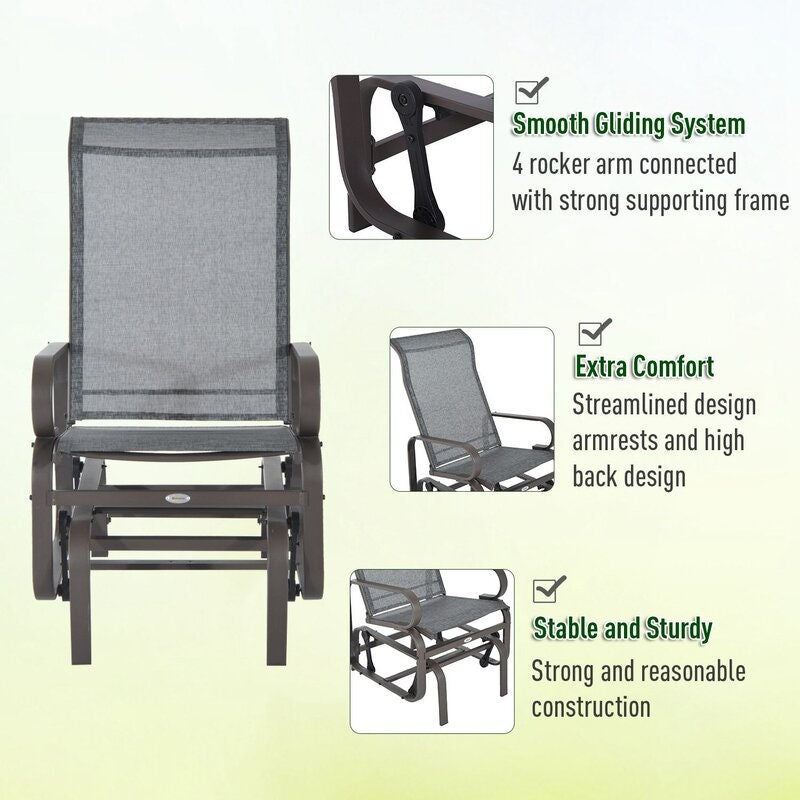Outdoor Calvert Rocking Metal Chair Glide into Comfort the Patio Glider Chair Weather-Resistant Glider Arms Can Swing Forward and Backward