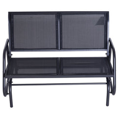 Outdoor Rocking Metal Bench Water-Resistant and Quick Drying After Rainstorms. Its Curved Rocker Arms Resist