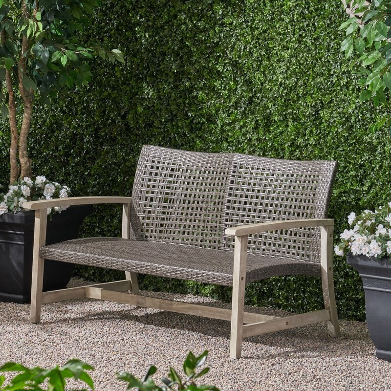 Bedingfield Outdoor Loveseat Small Two-Seater Sofa is Perfect as a Cozy Spot, Weather-Resistant Perfect for an Organic Outdoor Look