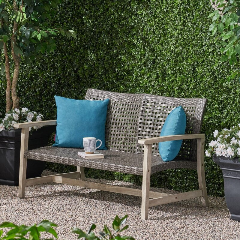 Bedingfield Outdoor Loveseat Small Two-Seater Sofa is Perfect as a Cozy Spot, Weather-Resistant Perfect for an Organic Outdoor Look