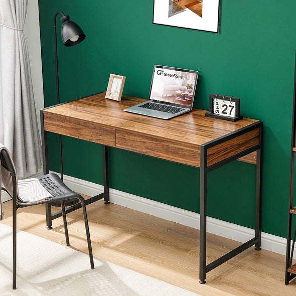 GreenForest 47" Writing Desk with 2 Storage Drawers, Home Office Computer Desk,Modern Study Laptop Table, Makeup Vanity Console Table,