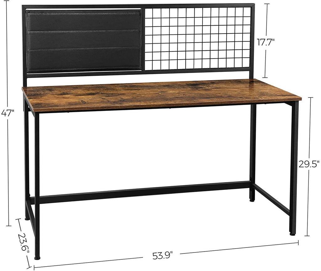 Rolanstar Computer Desk with Monitor Shelf, 47" Home Office Desk, Study Writing Desk, Sturdy Table, Workstation, Stable Metal Frame, Black