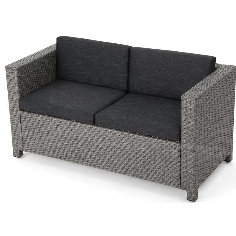 Outdoor Wicker Loveseat with Cushions Woven Polyethylene Wicker, and it Water-Resistant