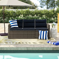 Outdoor Patio Sofa with Cushions Outdoor Sofa with Beautiful Navy Cushions and Contrasting White Pipe Stitching Helps you Enjoy the Outdoors
