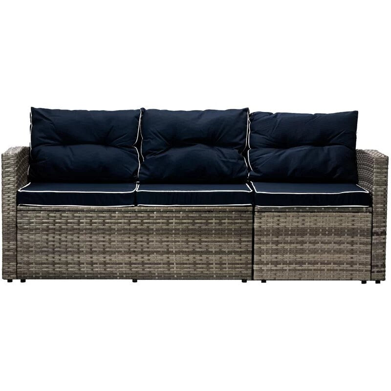 Outdoor Patio Sofa with Cushions Outdoor Sofa with Beautiful Navy Cushions and Contrasting White Pipe Stitching Helps you Enjoy the Outdoors