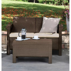 Brown 50.4'' Wide Outdoor Weather-Resistant Finish, This Patio Loveseat Showcases a Distinctive, Wavy Silhouette, Rounded Backrest