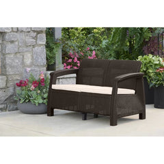 Brown 50.4'' Wide Outdoor Weather-Resistant Finish, This Patio Loveseat Showcases a Distinctive, Wavy Silhouette, Rounded Backrest