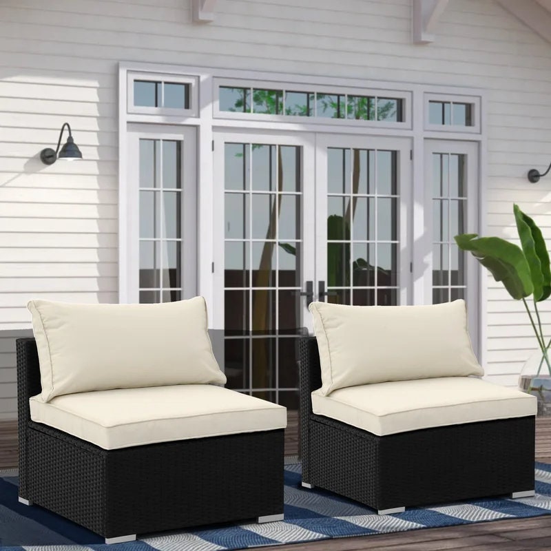 Set of 2 Outdoor Wicker Sectional Set with Cushions Sectional set Fits up to 2-3 Adults Comfortably Perfect Experience to any Outdoor Space