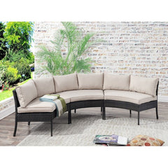 Outdoor Curved Patio Sectional with Cushions 3 Piece Circular Outdoor Sectional. This Set Meshes the Style of Contemporary Patio Furniture