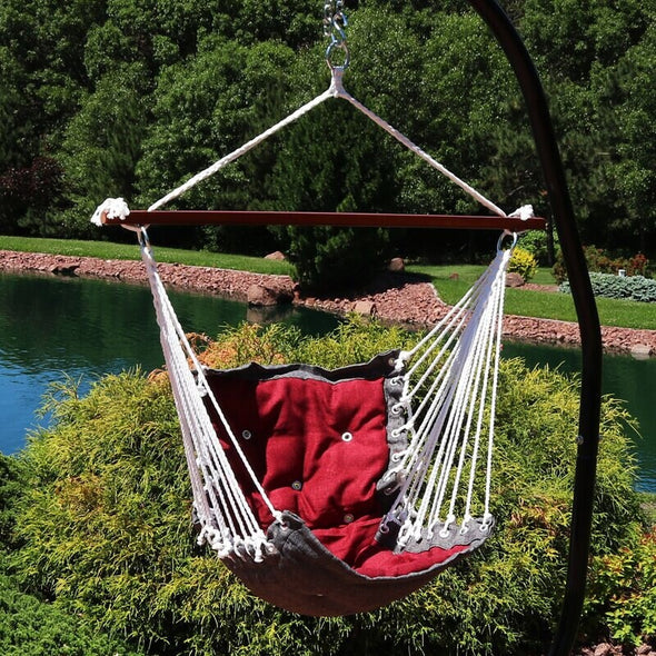 Gray, Red Porch Swing Perfect for Outdoor, Indoor Hanging Hammock Chair