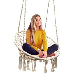 Porch Swing Swing into relaxation Hanging Rope Swing Chair Hammock is the Perfect Addition to Your Home, Patio, or Garden