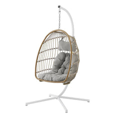 Porch Swing with Stand Outdoor Swing Chair Creates a Cozy Retreat on Your Patio to Read Your Favorite Book. The Egg-Shaped Chair