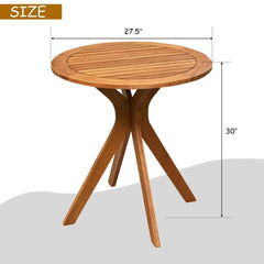 27" Outdoor Round Solid Wood Coffee Side Bistro Table X-shape of leg Perfect for Backyard, Patio, Garden, Poolside and Living Room