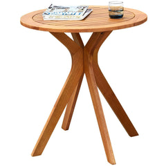 27" Outdoor Round Solid Wood Coffee Side Bistro Table X-shape of leg Perfect for Backyard, Patio, Garden, Poolside and Living Room