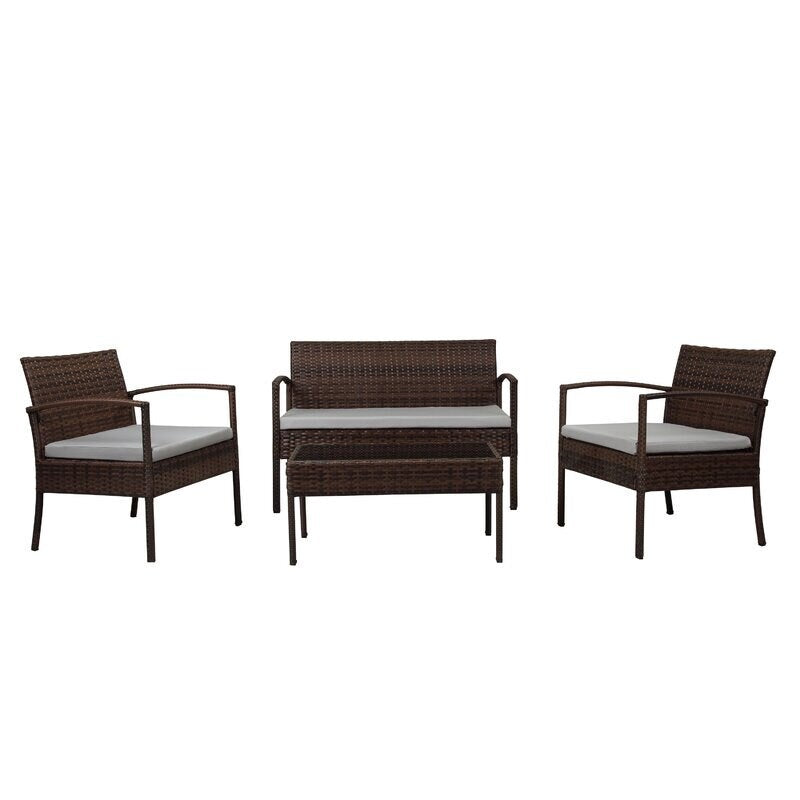 Roxana Wicker/Rattan 4 - Person Seating Group with Cushions