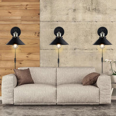 Dolder Grand 3 - Light Plug-In Black Matte Armed Sconce (Set of 3)