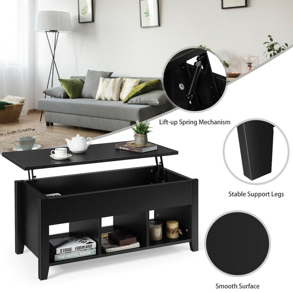 Lift Top Coffee Table with Storage Lower Shelf