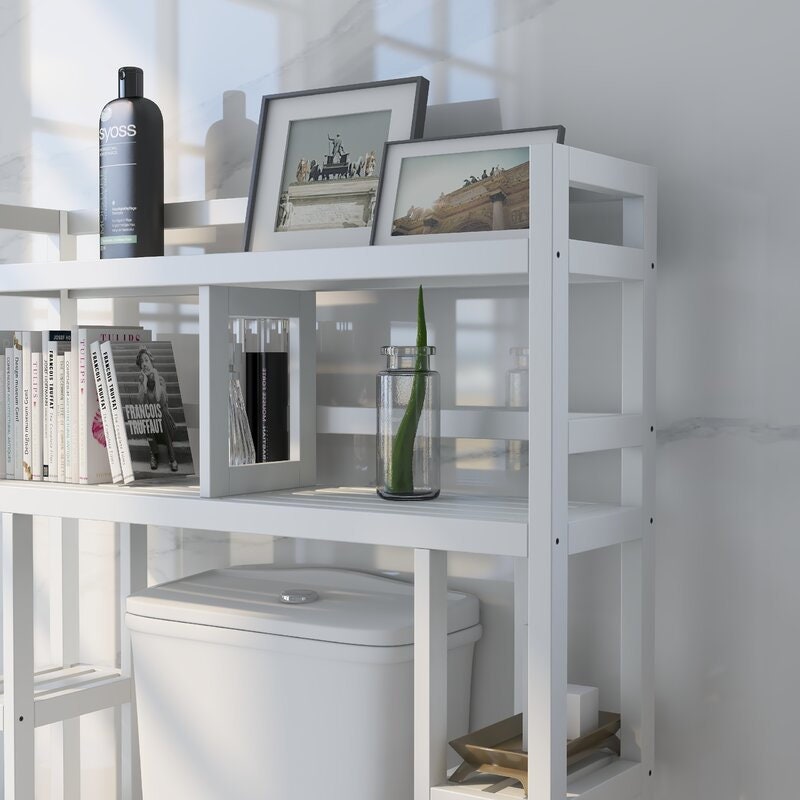 SEIRIONE 2-Tier Over The Toilet Storage Shelf,Wooden Toilet Shelf