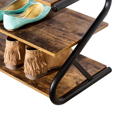 Rustic Z-Frame 3-Level 9 Pair Shoe Rack Holds 6-9 Pairs of Shoes or Boots  Gives You Just Enough Space For Your Shoes